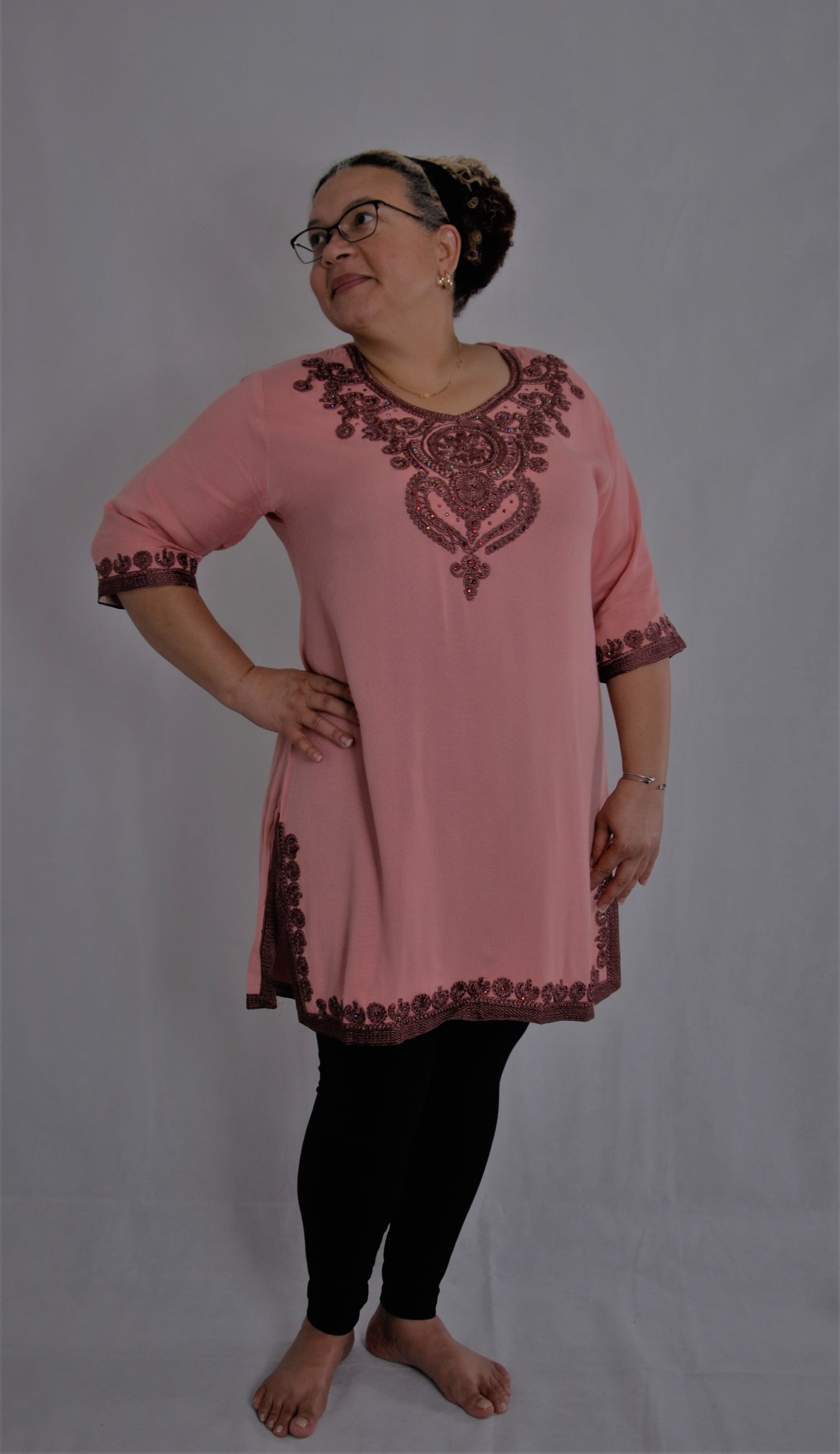 Tunique marocaine- XL- vieux rose