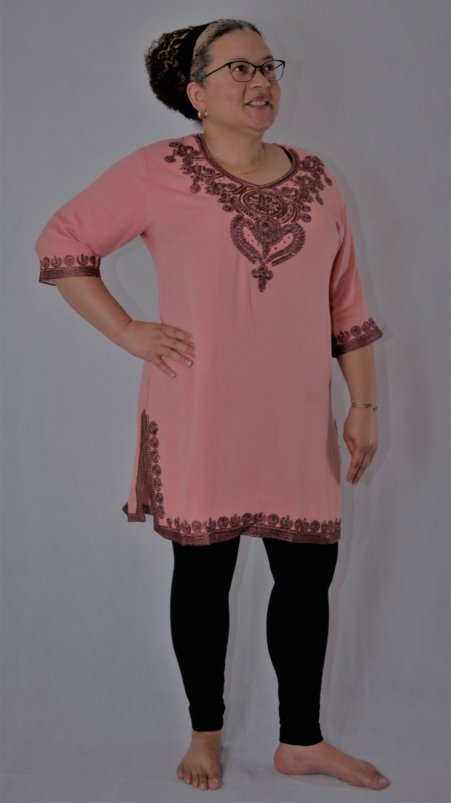 Tunique marocaine- XL- vieux rose