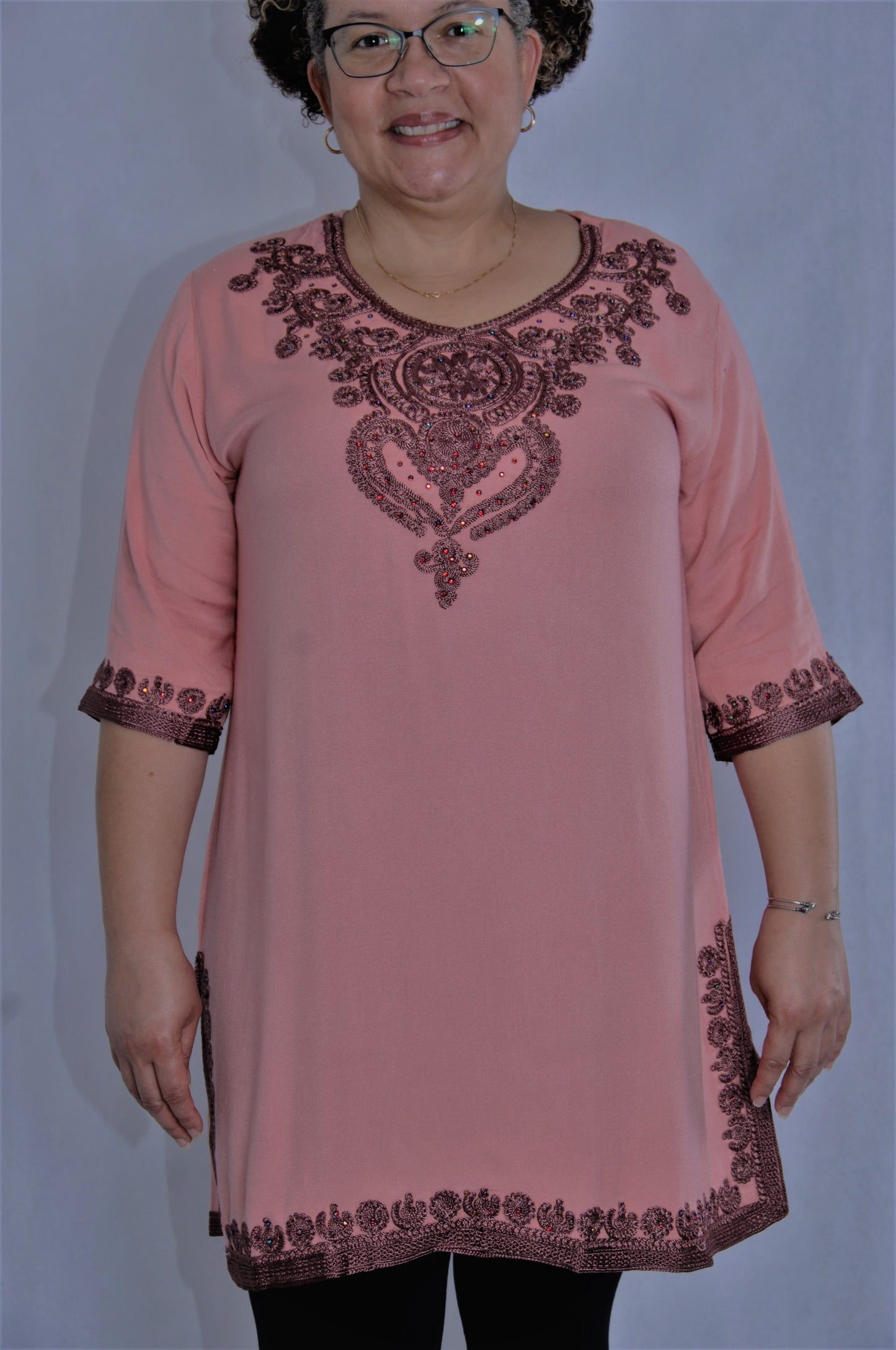 Tunique marocaine- XL- vieux rose