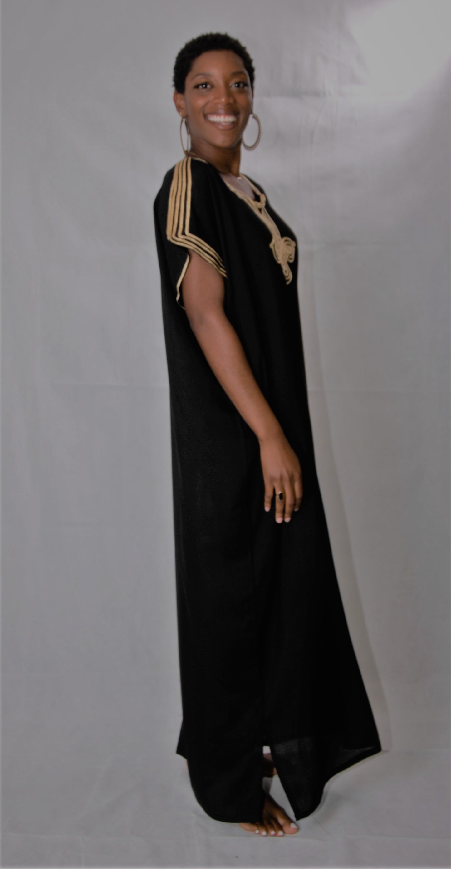 Moroccan kaftan/gondura-black-one size fits all