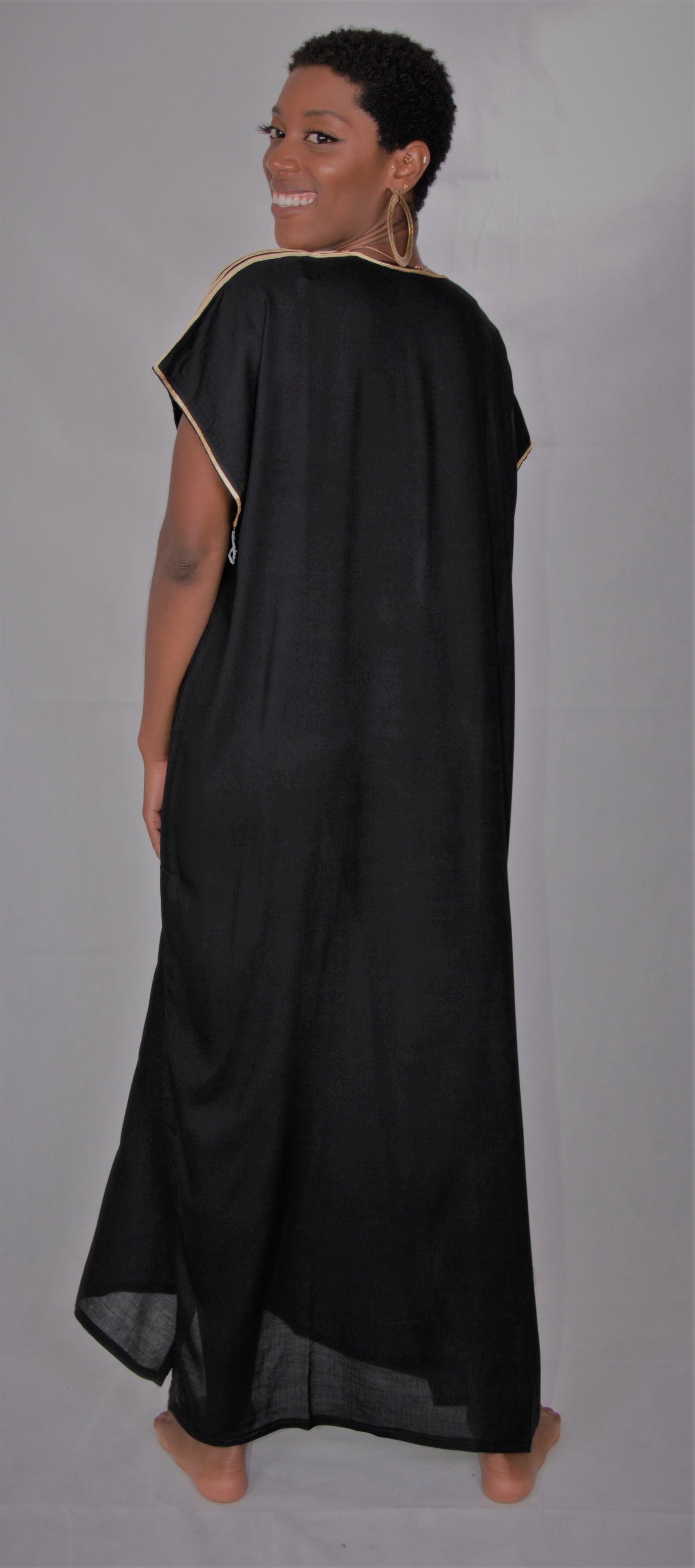 Moroccan kaftan/gondura-black-one size fits all