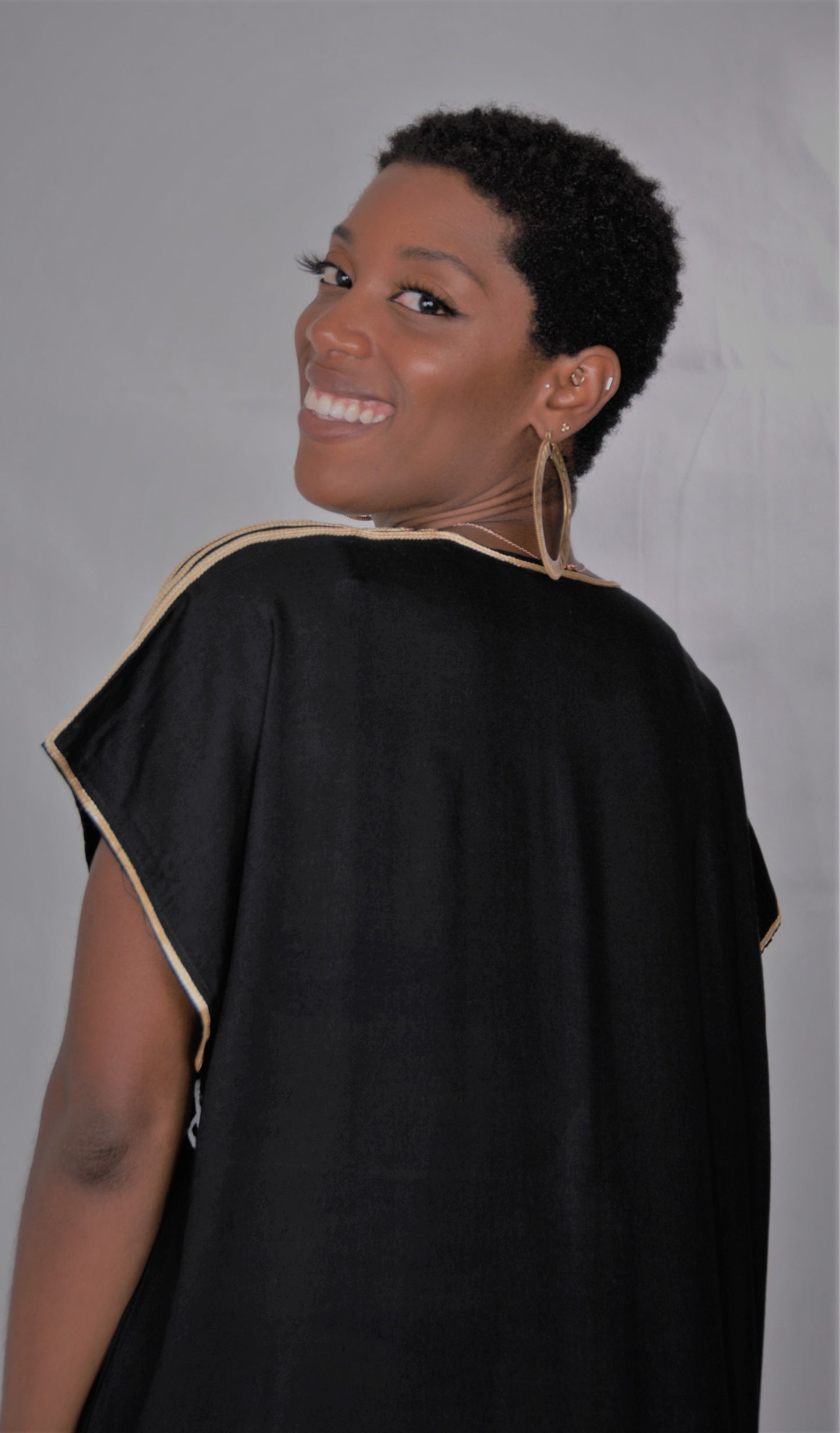 Moroccan kaftan/gondura-black-one size fits all