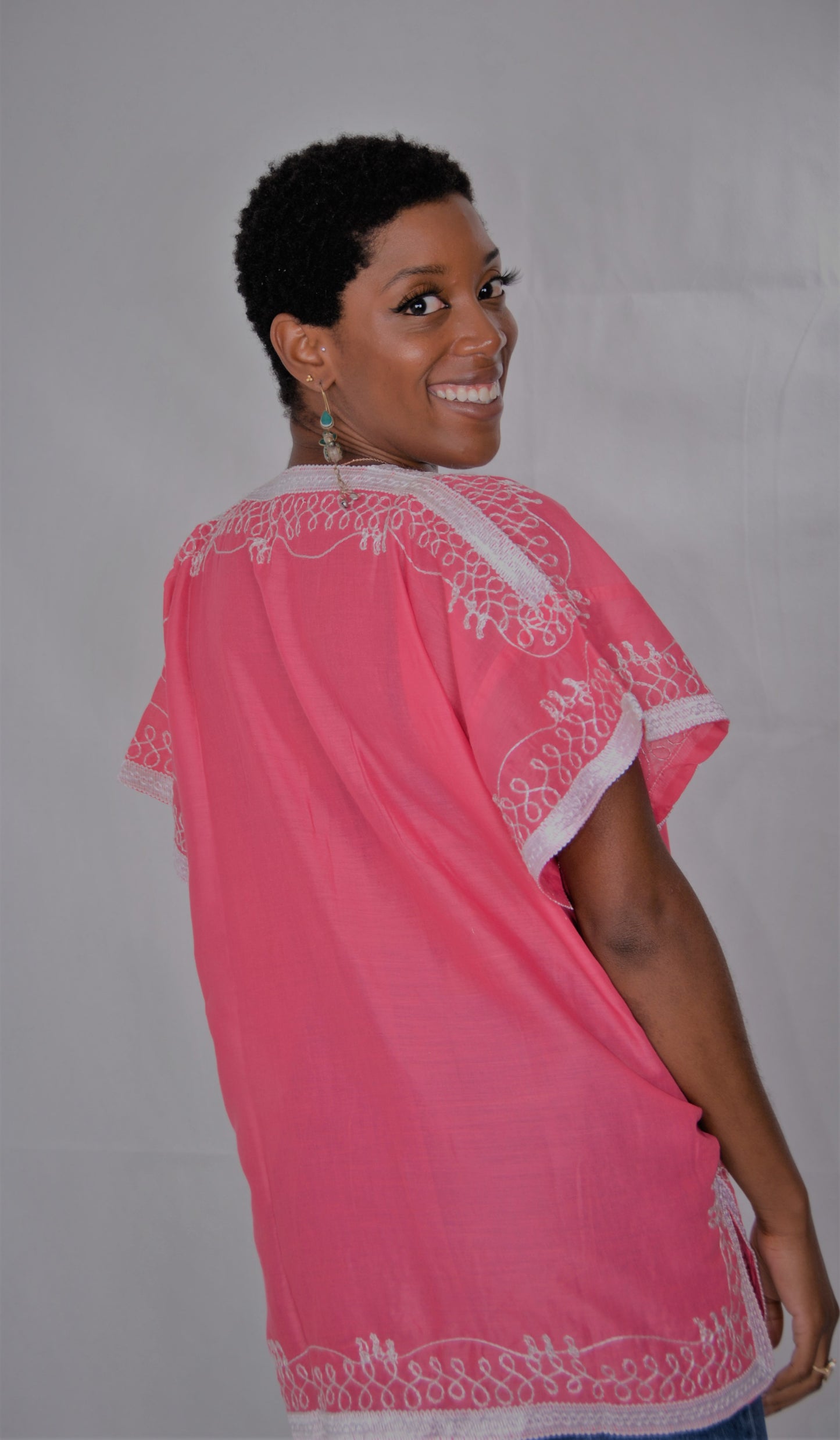 Moroccan tunic-pink-size below