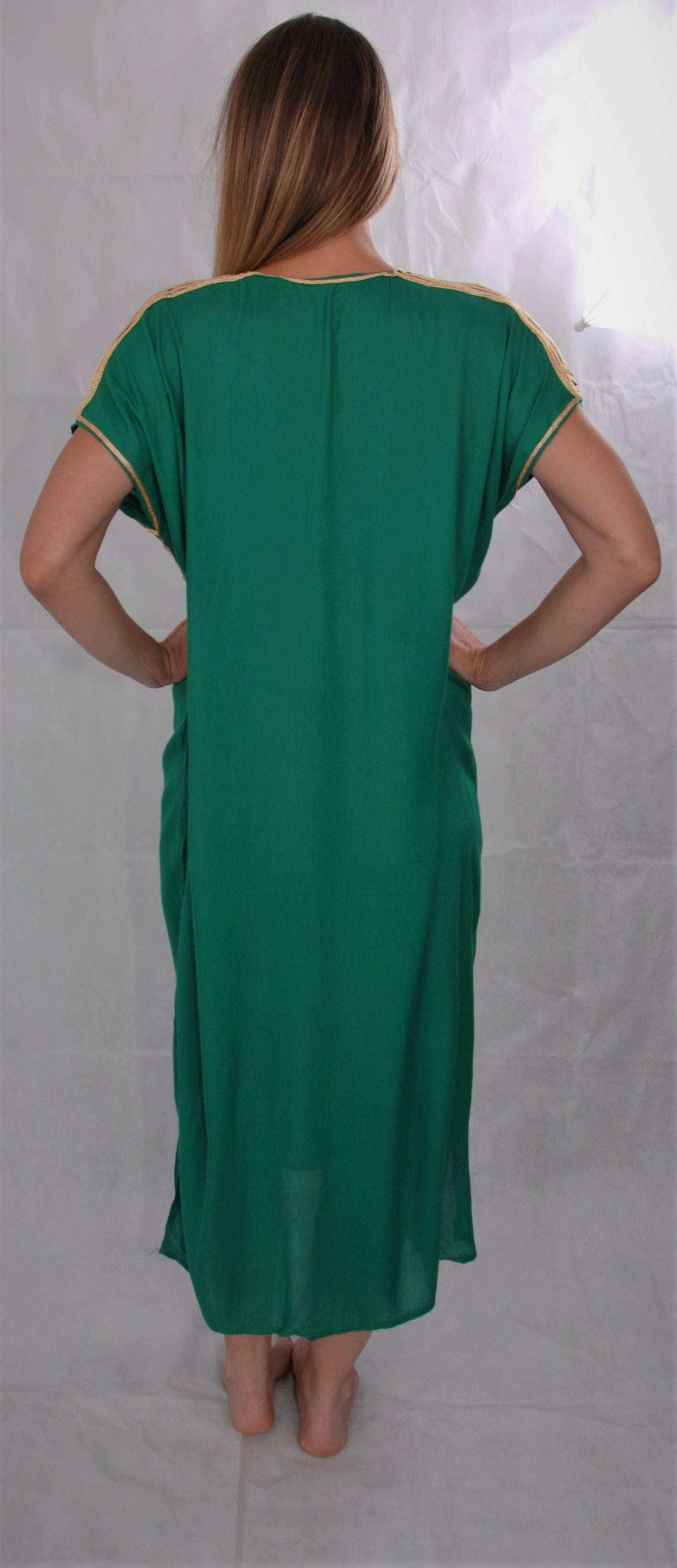 Moroccan kaftan/gondura - green - one size fits all