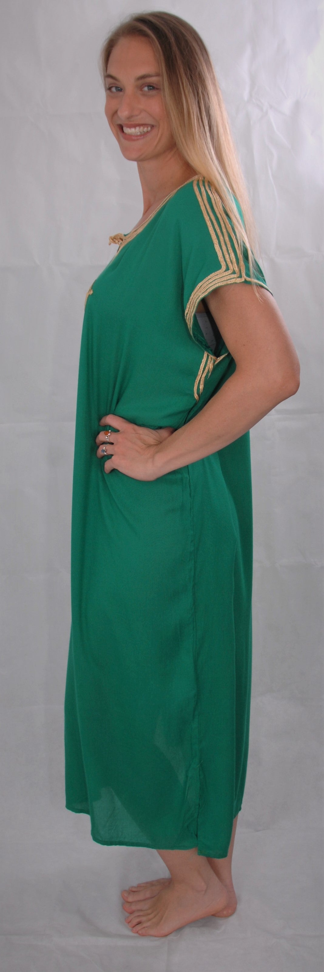 Moroccan kaftan/gondura - green - one size fits all