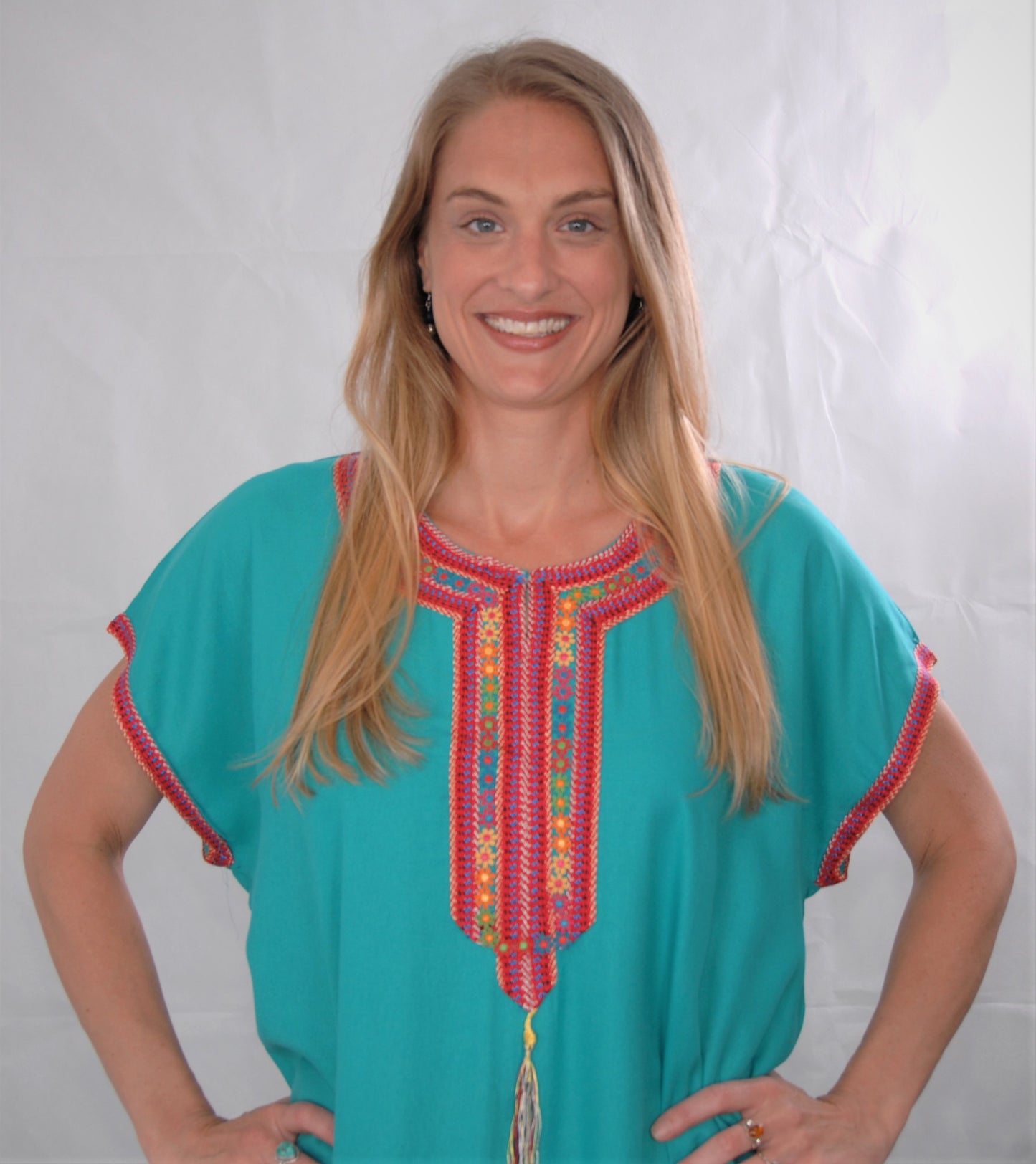 Moroccan kaftan/gondura - turquoise - size below