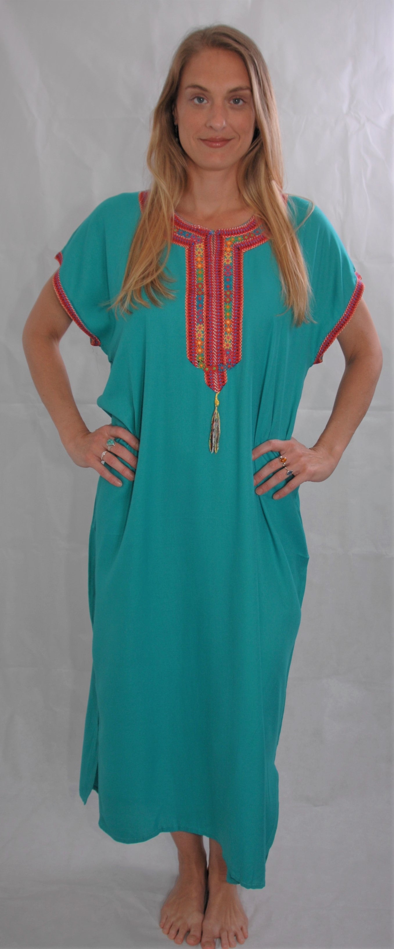 Moroccan kaftan/gondura - turquoise - size below