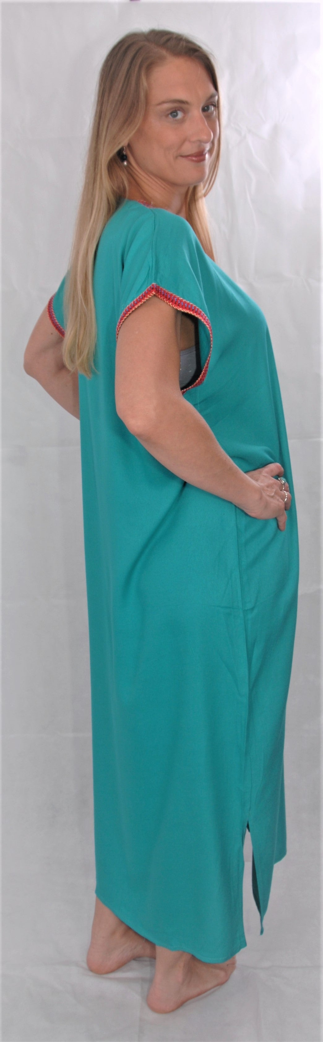 Moroccan kaftan/gondura - turquoise - size below