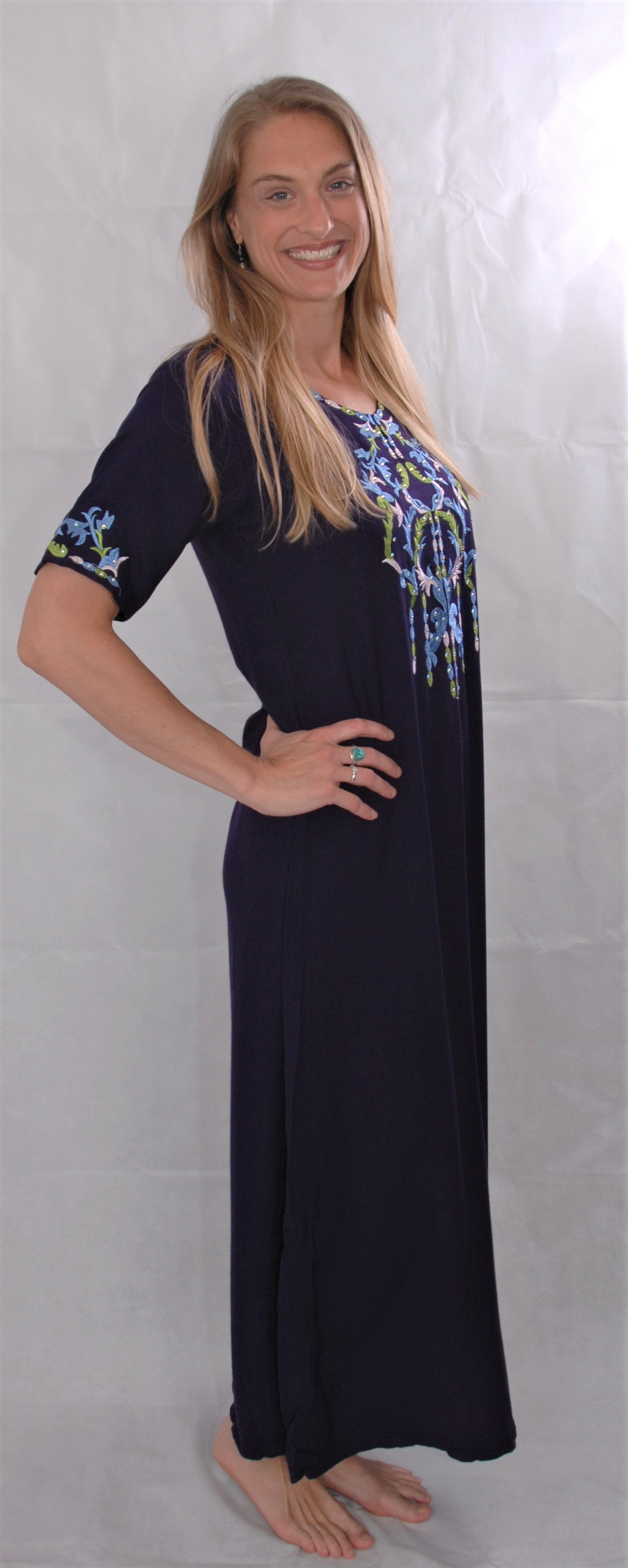 Moroccan kaftan/gondura-eggplant color - dark purple