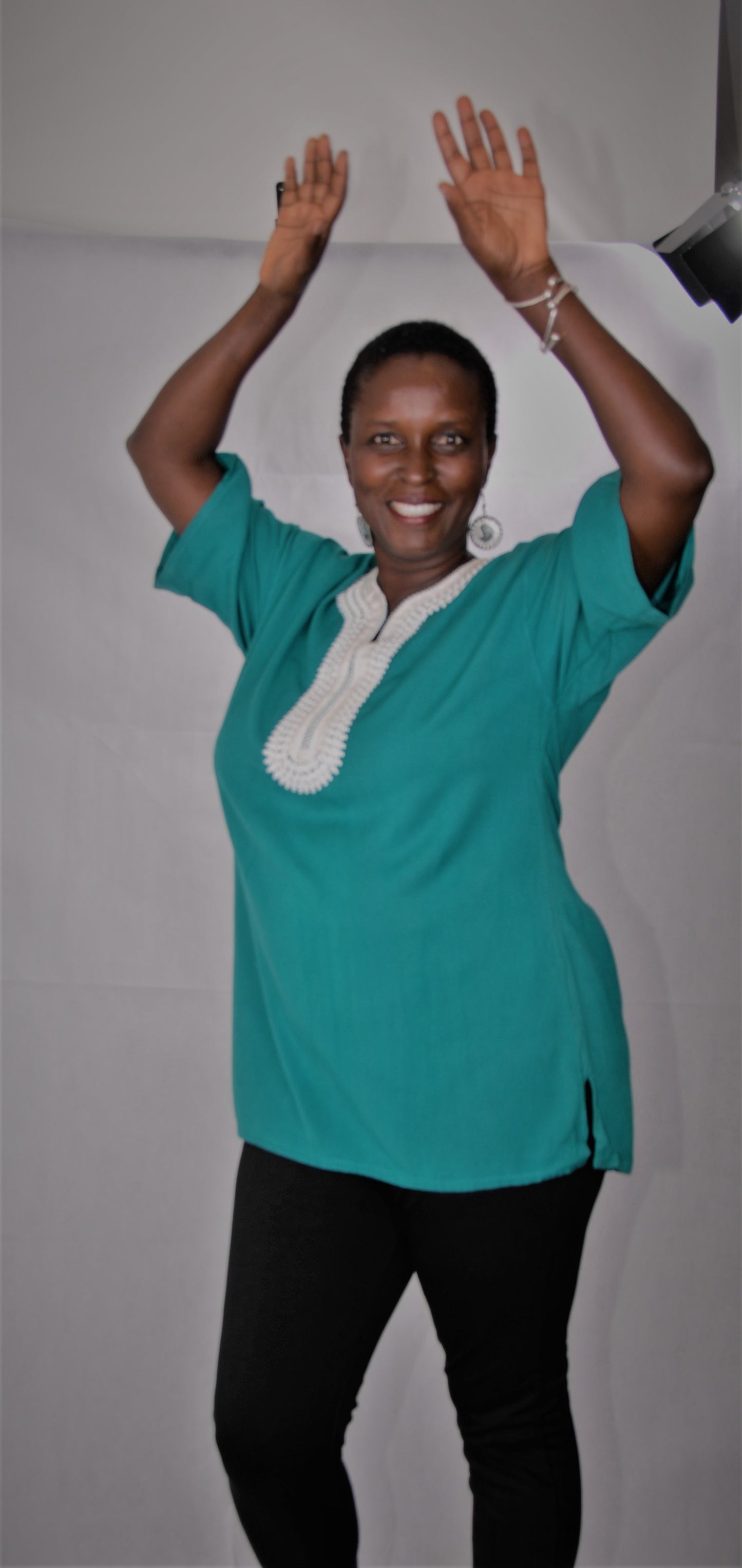 Moroccan tunic- torquoise/emerald- large