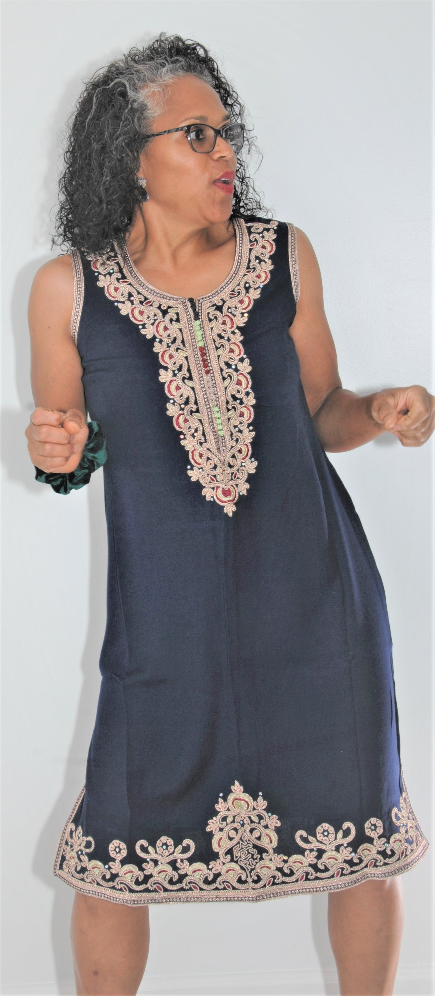 Robe marocaine-bleu marine-voir taille ci-dessous