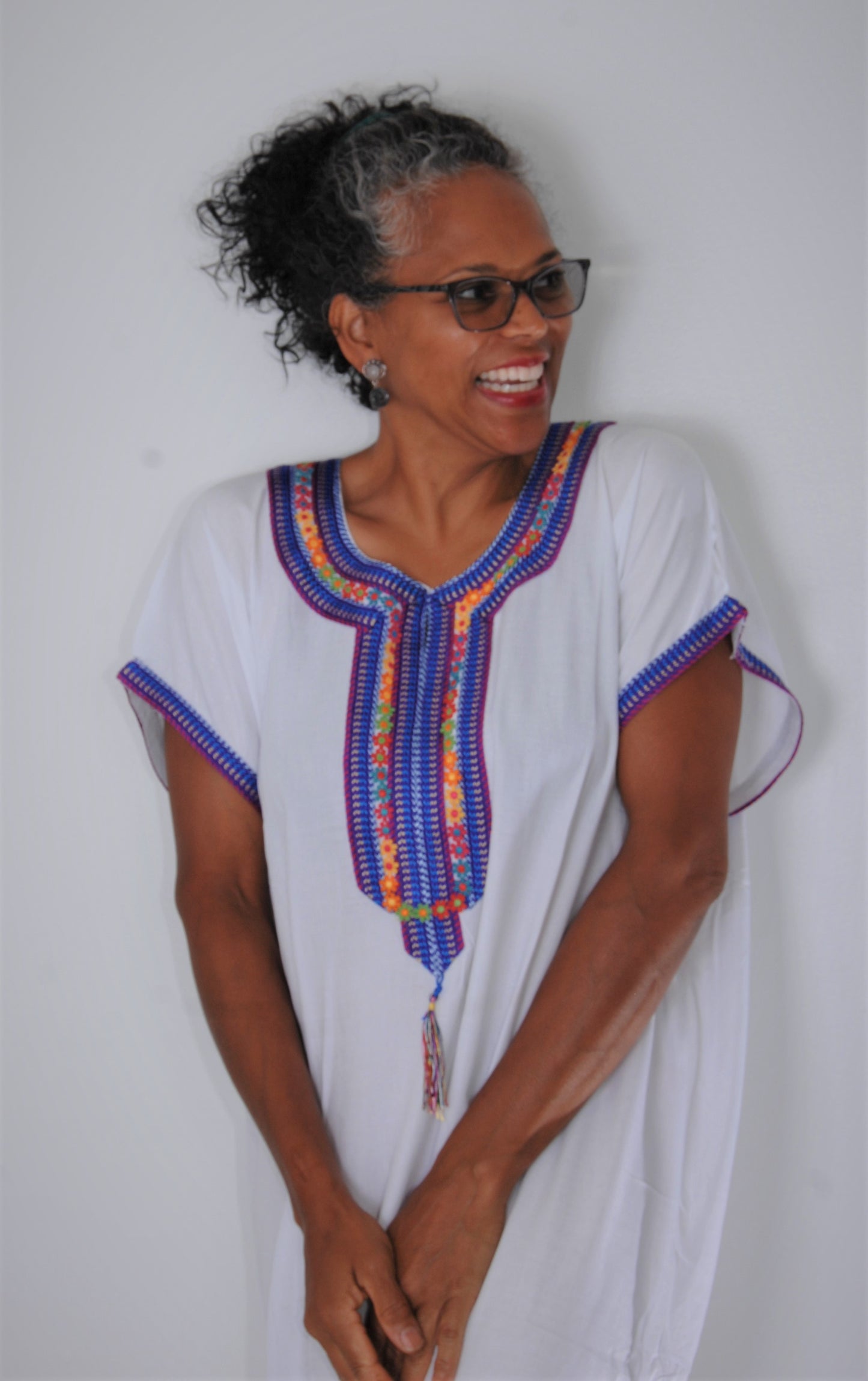 Moroccan kaftan/gondura- white-size below