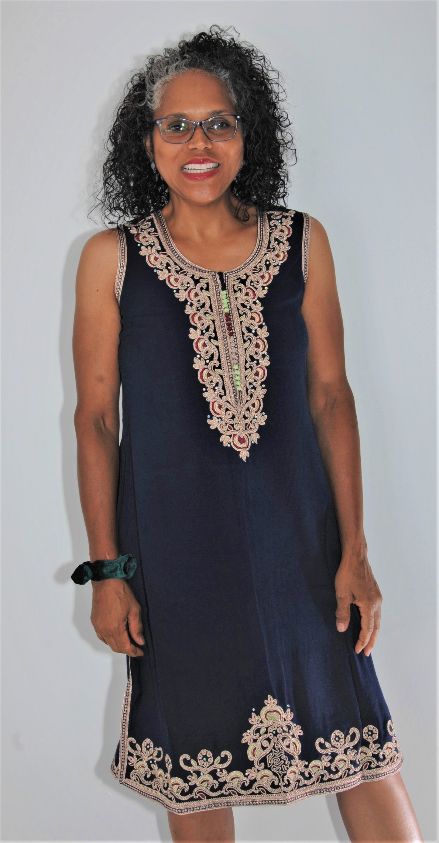 Robe marocaine-bleu marine-voir taille ci-dessous