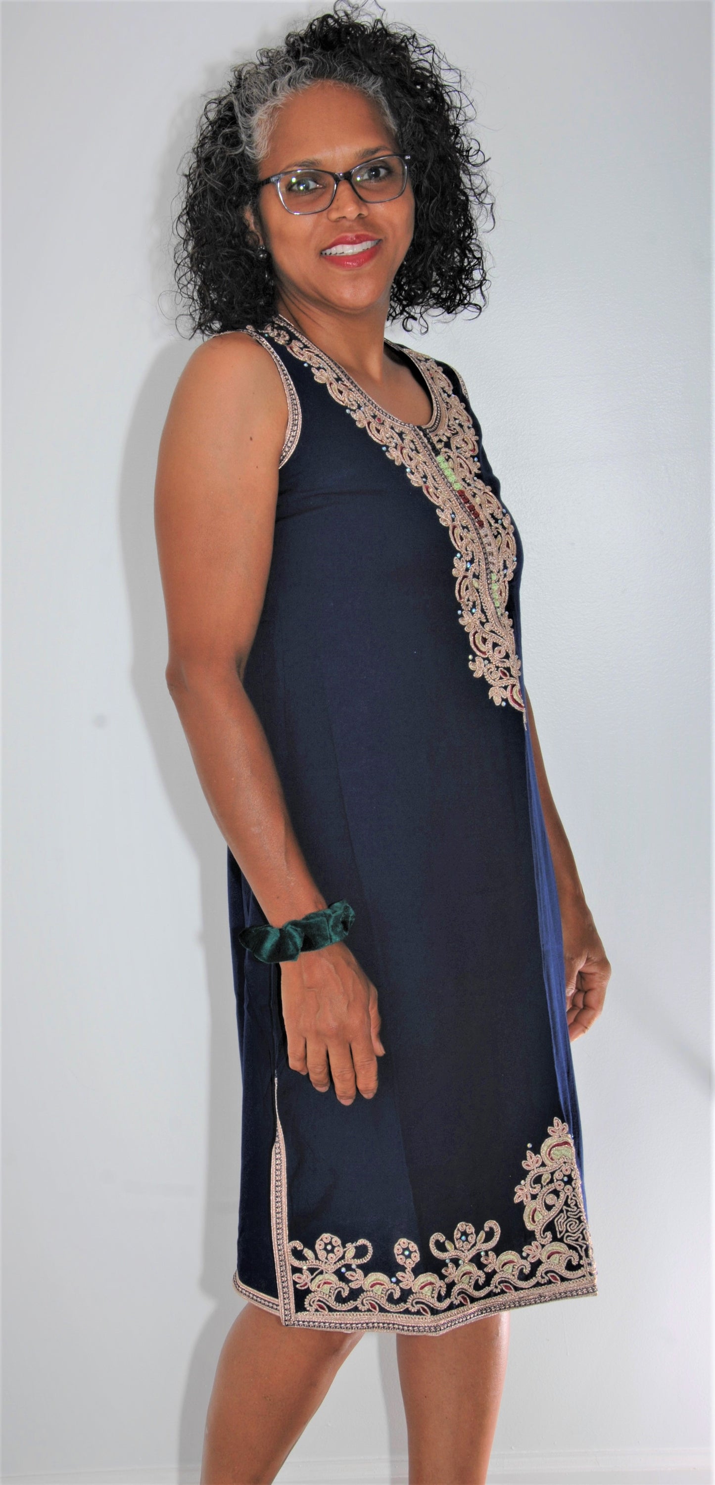 Robe marocaine-bleu marine-voir taille ci-dessous