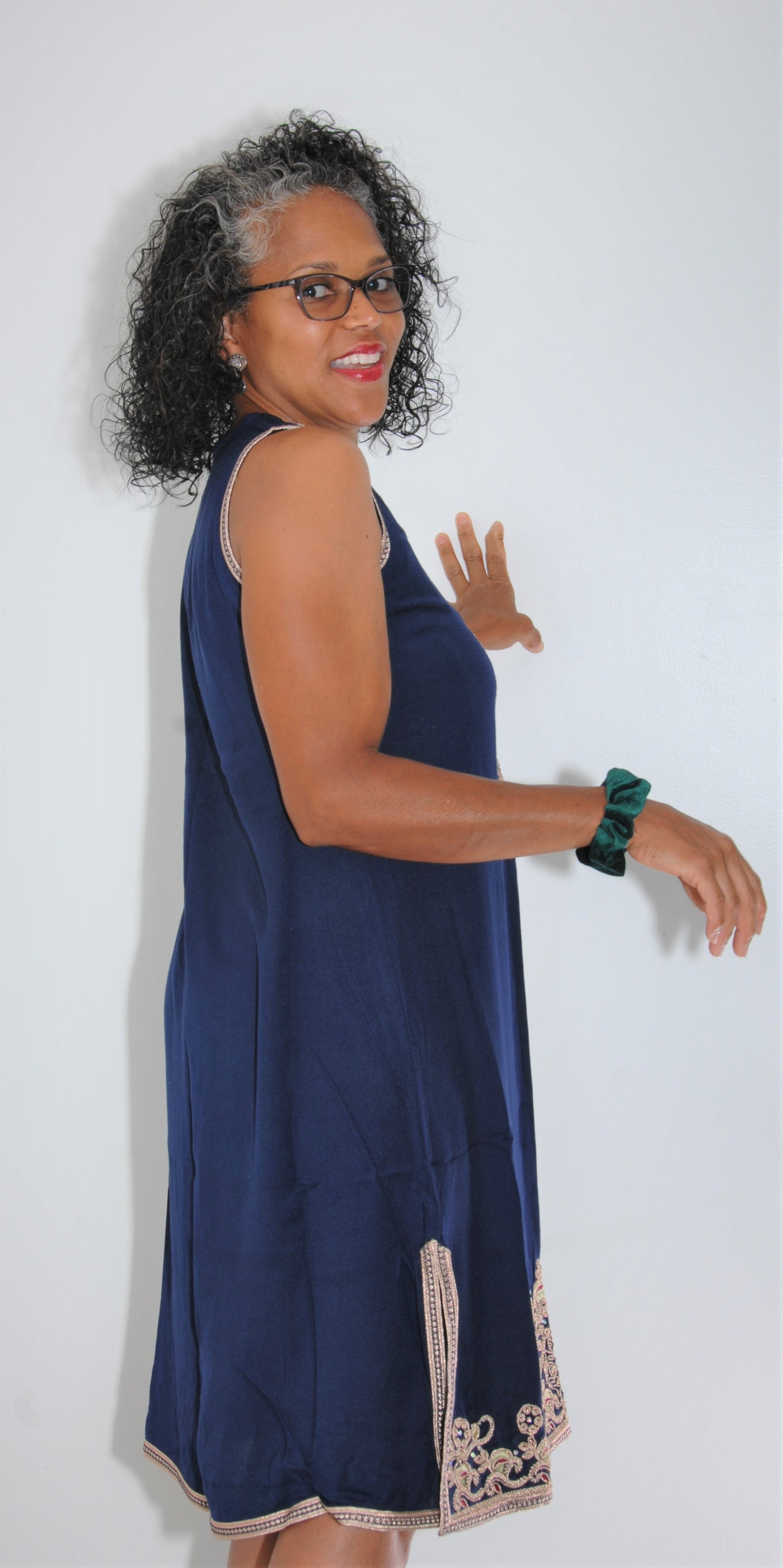 Robe marocaine-bleu marine-voir taille ci-dessous
