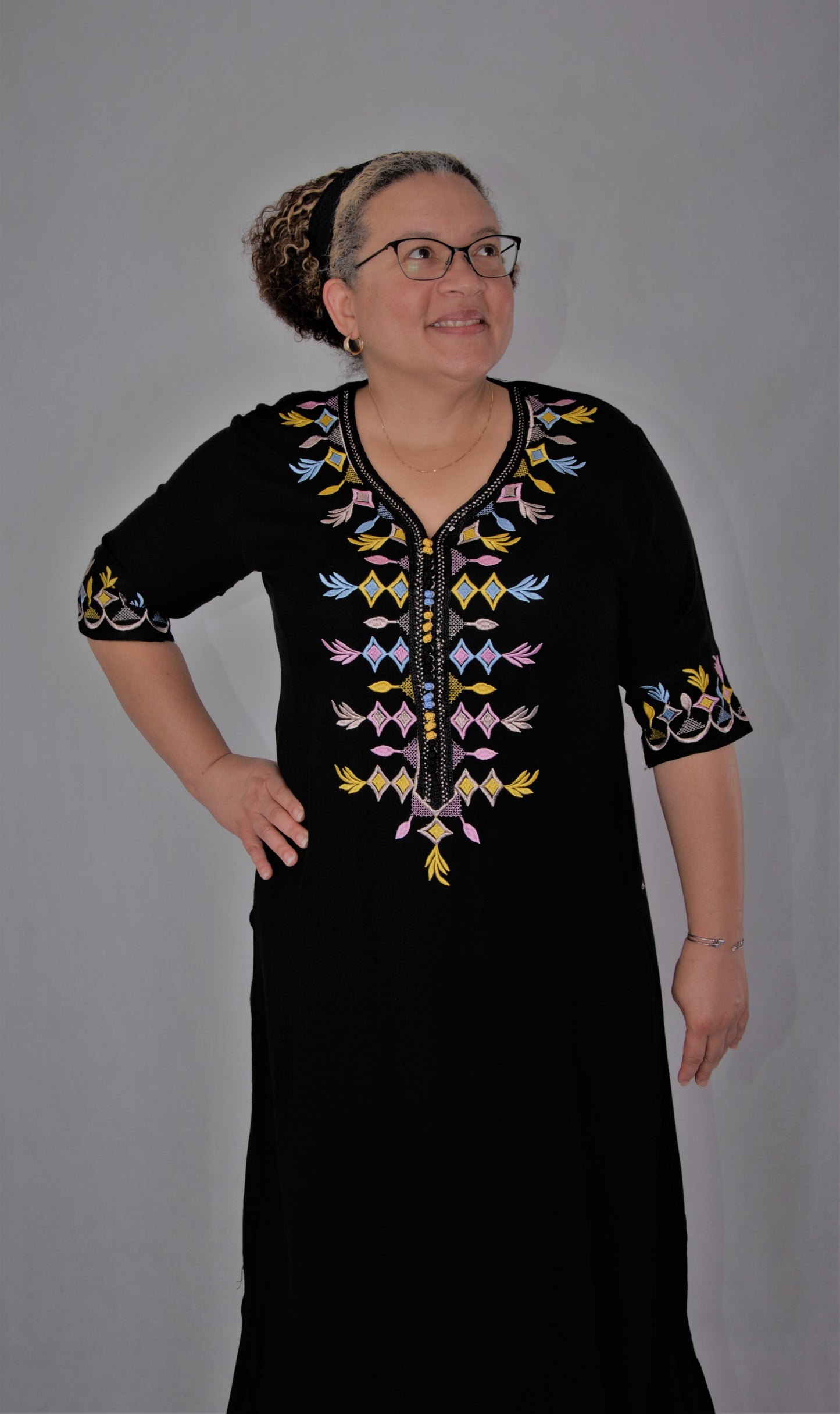 Moroccan kaftan/dress-black-Large