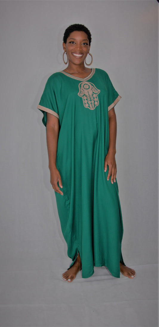 Moroccan kaftan/gondura-one size fits all-green