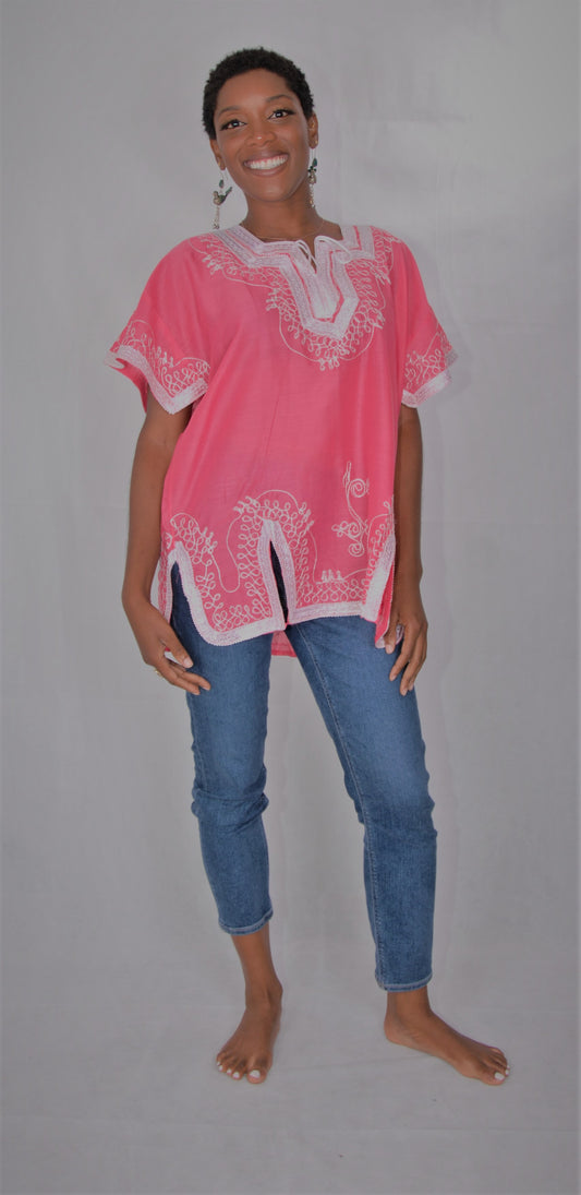 Moroccan tunic-pink-size below