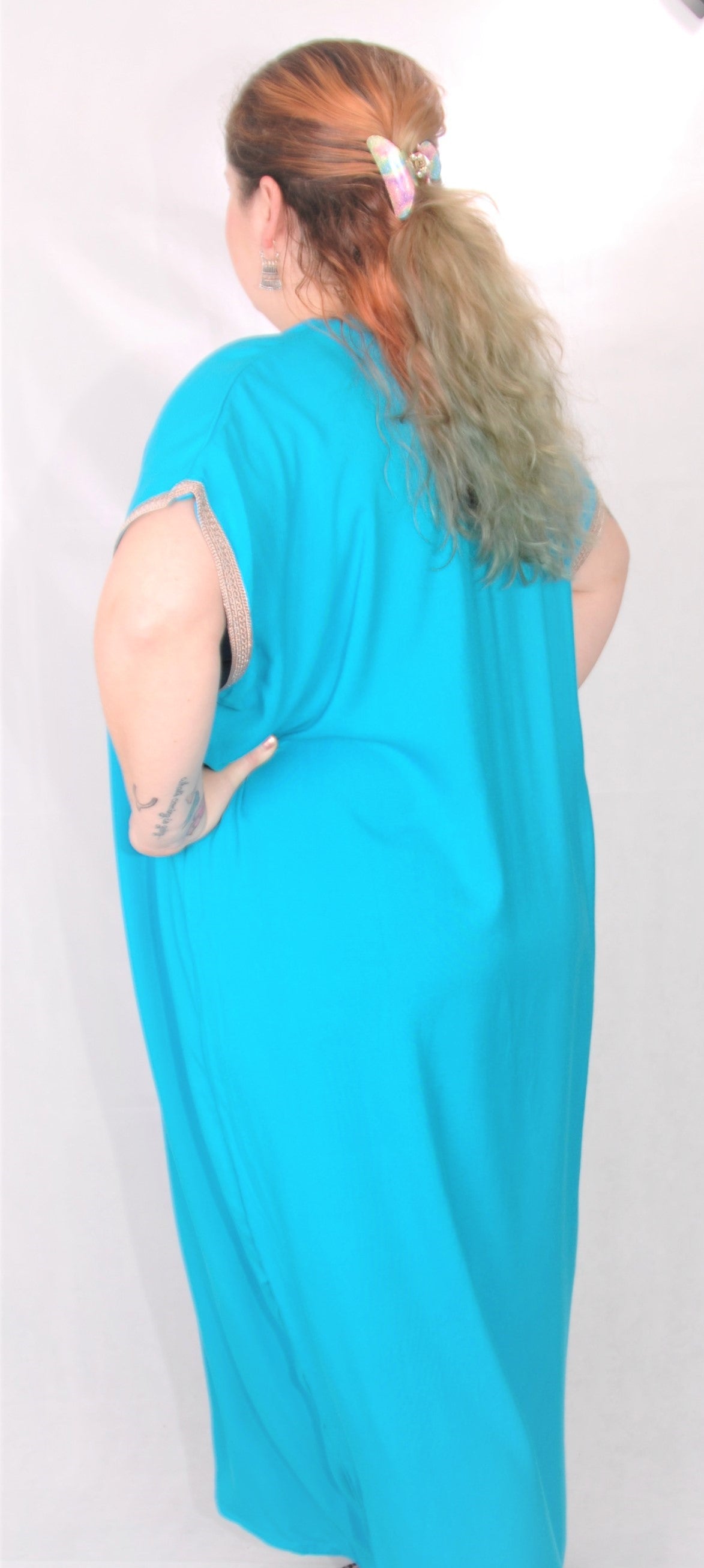 Moroccan kaftan/gondura - turquoise - one size fits all