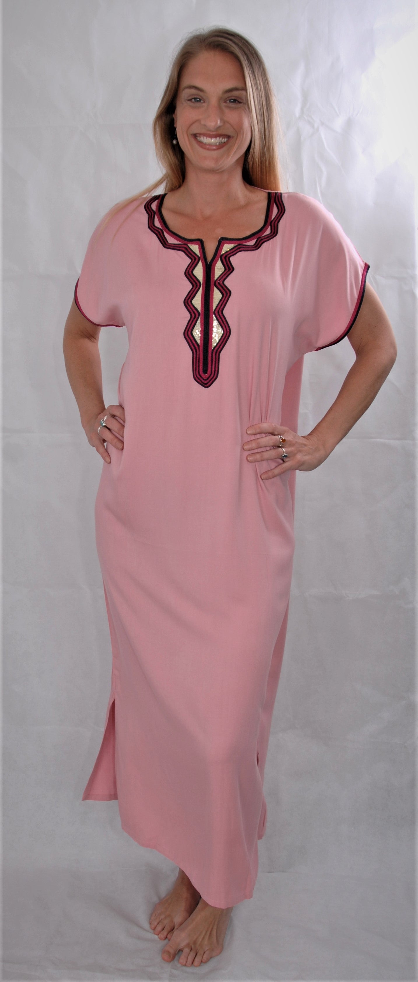 Moroccan kaftan/gondura-dusky pink-one size fits all